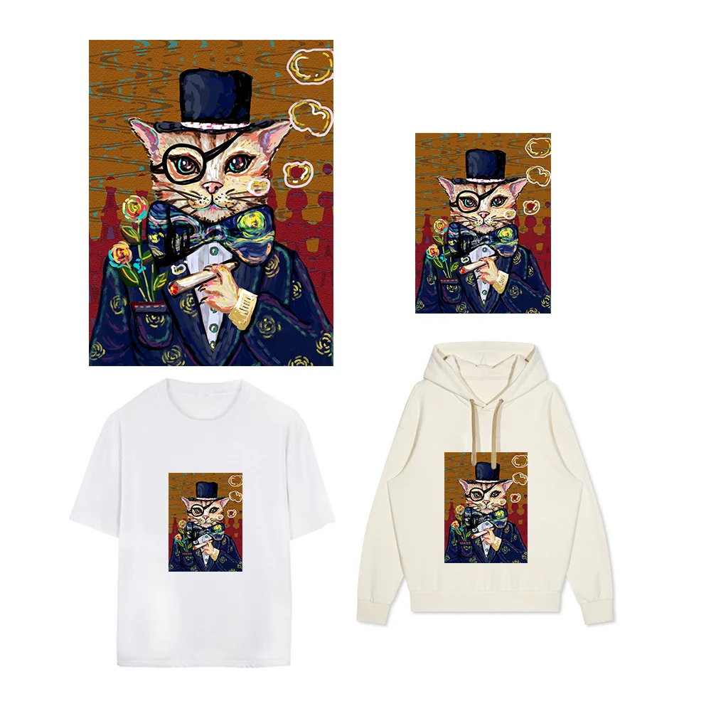 Оригинальный пользовательский масляной живописи кошки патчи Одежда Логотип