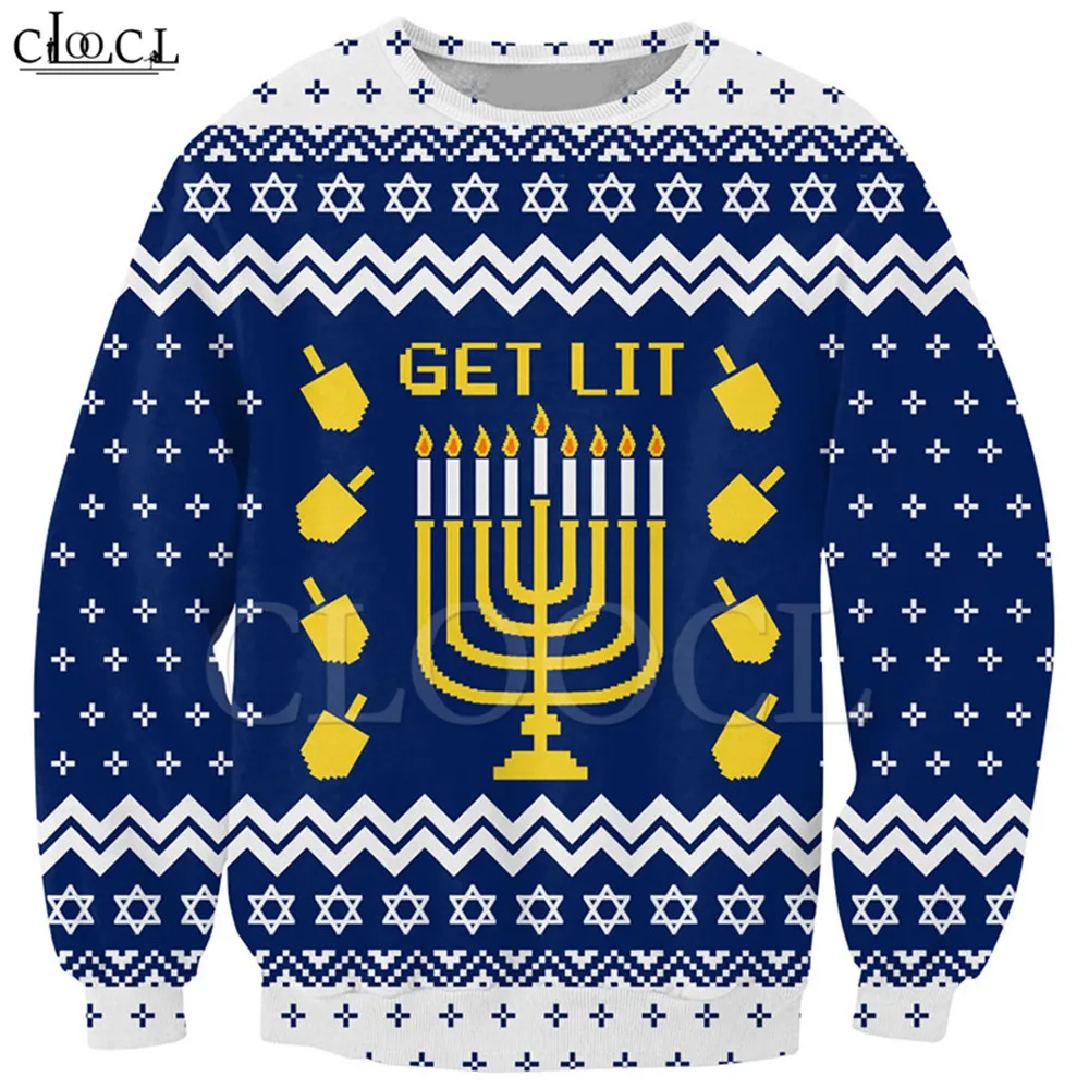 Прямая поставка Рождественский модный свитер с круглым вырезом 3D принтом для