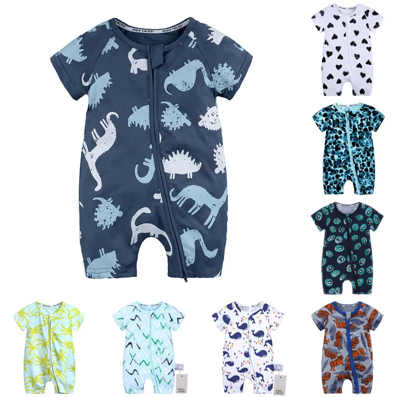 Комбинезон на молнии с динозавром коротким рукавом DS19|Ромперы| |