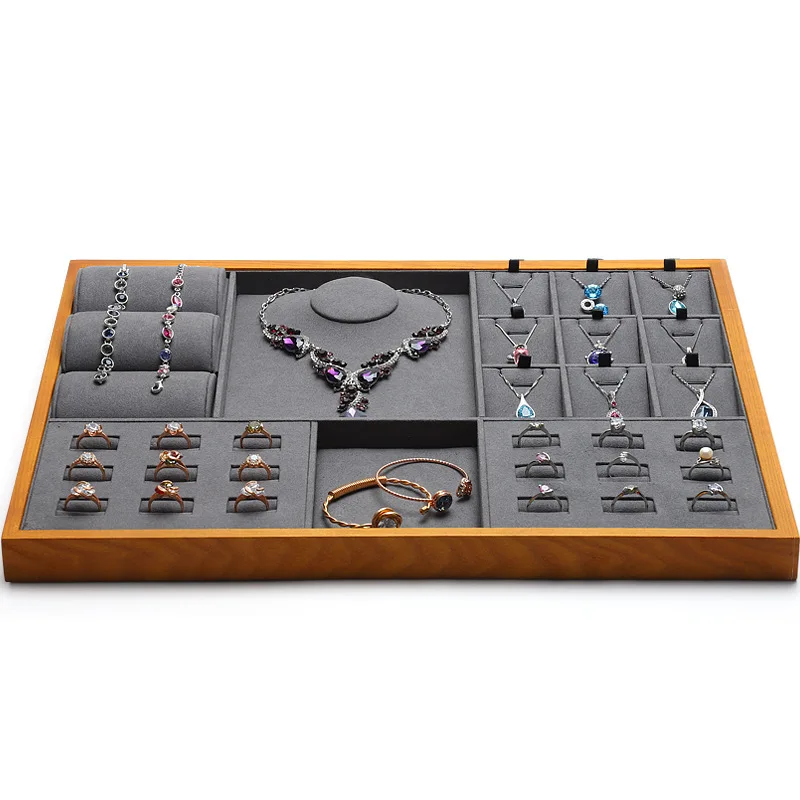 

Solid wood high-end jewelry storage box net red jewelry box pendant ring necklace bracelet jewelry multifunctional display stand