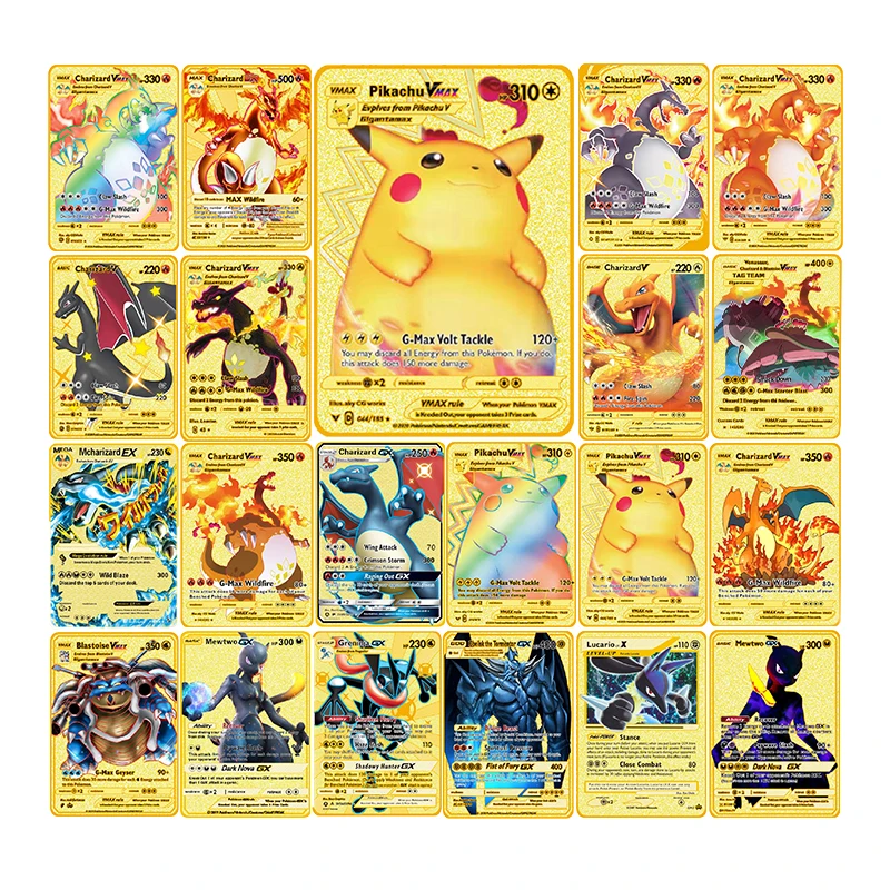 

Anime Pokemon Metal Card PIKACHU Charizard Golden Vmax Card Collection Gift Kids Game Collection Cards Toys pokemon cards