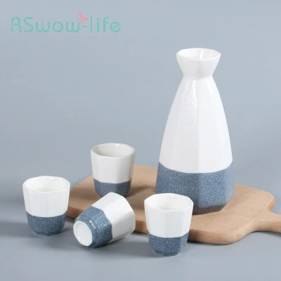 

Pure Color Japanese Style Snow Glaze Octagonal Ceramic Sake Cup Wine Set Household Kitchenware Wine Glass Set Shot Glasses Set