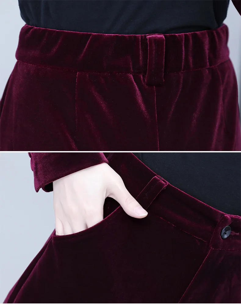 

Golden Velvet 2 Piece Set Women Suits Blazer With Pants Slim Ensemble Costume Femme 2 Pieces Pantalon Conjunto Feminino