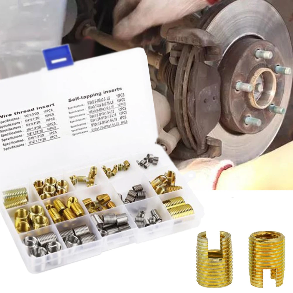 

116PCS Self-tapping Thread Slotted Sheath and Wire Threaded Jacket Combination Thread Repair M3-M12 Repair Tools