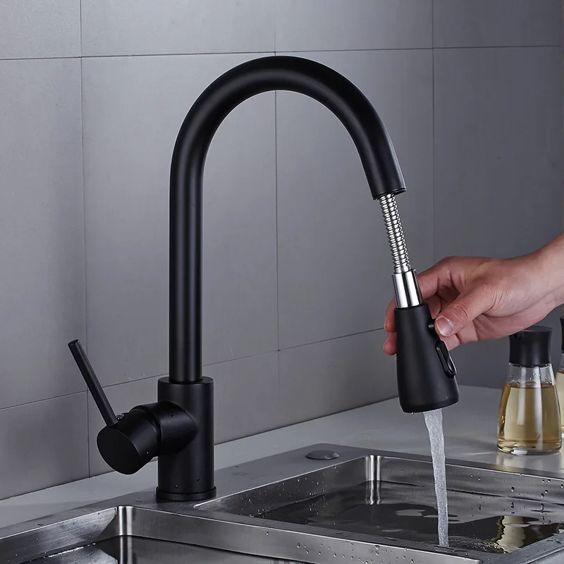 Кухонная раковина выдвижной золотой кран палубное крепление душевая Колонка