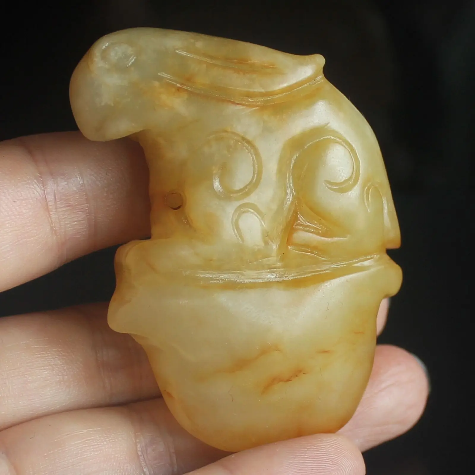 Резной китайский Старый Нефритовый кролик золотой слиток Подвеска