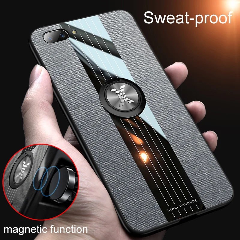 

Magnetic Shockproof Case for OPPO A3 A5 AX5 A3S 2018 Silicone TPU Mobile Phone Case Cloth Stand Ring Holder Protective Housing