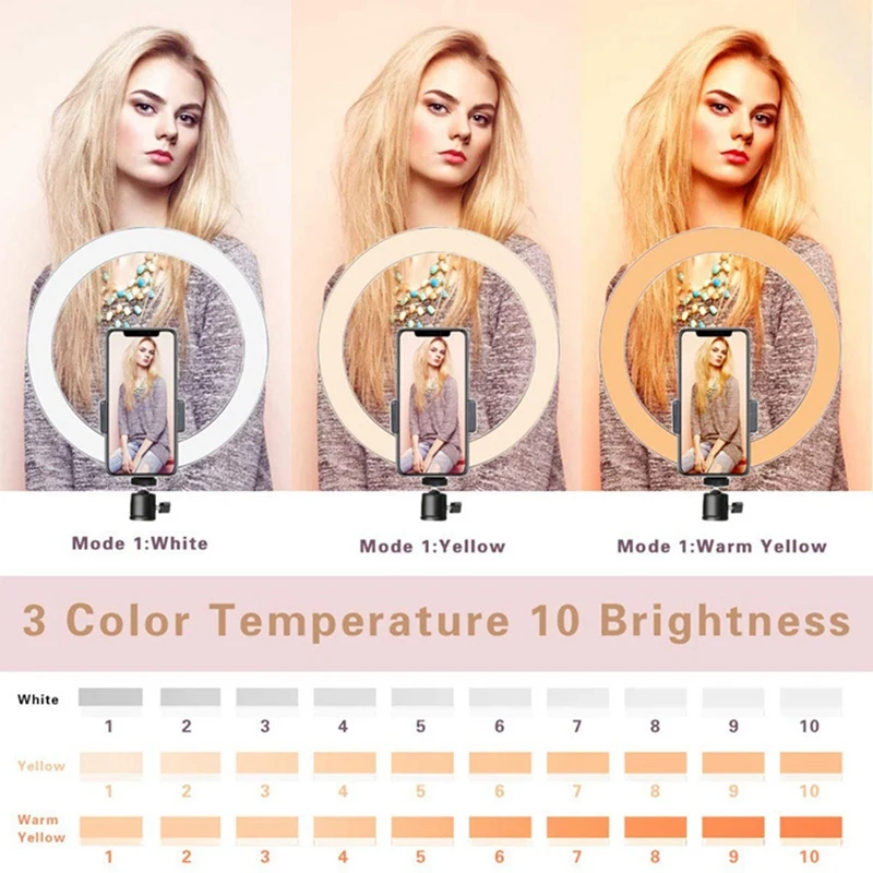 

10 Inch LED Ring Light with Tripod Stand for Live Streaming & YouTube Video, Dimmable Desk Makeup Ring Light