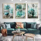 Современный светсветильник роскошный цветочный постер, диван, настенное украшение, гостиная, столовая, домашняя Тройная комбинация, подвесная картина