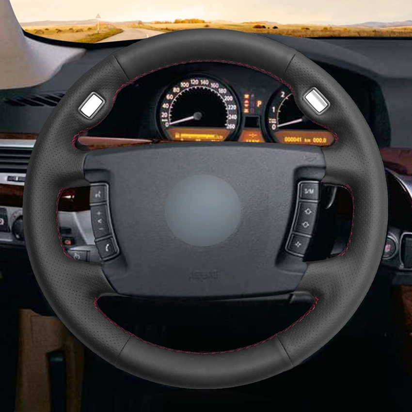Сшитая вручную искусственная кожа черного цвета для BMW 730Li 745Li 760Li 2004 740Li 750Li 2005 755i |