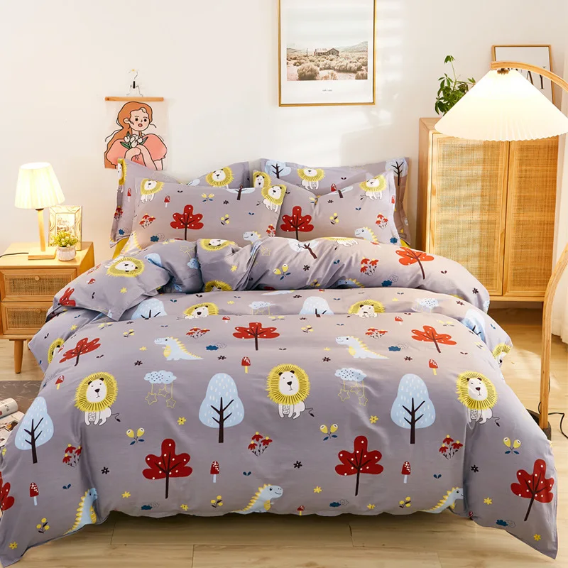 

Cartoon Forest Printed Cotton Duvet Quilt Cover Pillow Case Bed Sheet Breathable Single Double King Queen Bedding Set Oceania