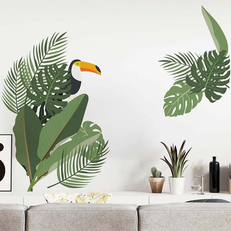Большие тропические листья настенные наклейки для гостиной спальни Настенный