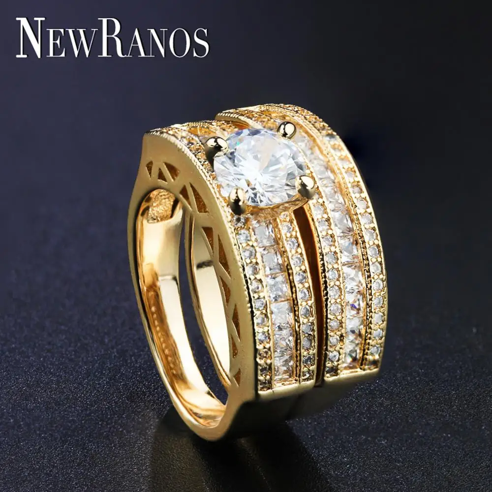 Newranos 2 шт./компл. кольцо для влюбленных Bijoux Femme свадебное золото цвета пара
