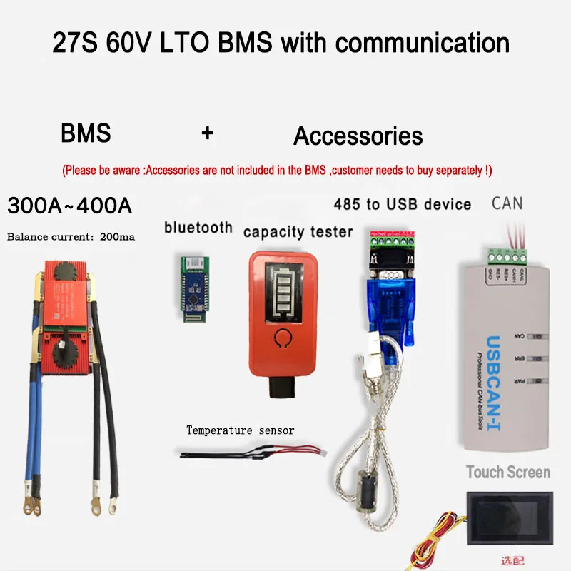 27s 60v lto bms 300a400a with bluetooth phone app rs485 canbus ntc uart gps for lto batteries 2 3v 2 4v connected in 27 series free global shipping