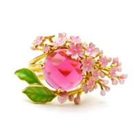 hot creative blossom flower wedding rings for women delicate unique tree branch rings inlaid pinkmauve cubic zirconia jewelry