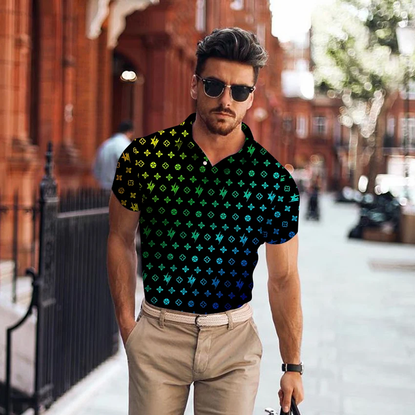 Рубашка-поло Мужская Новая летняя брендовая с отложным воротником