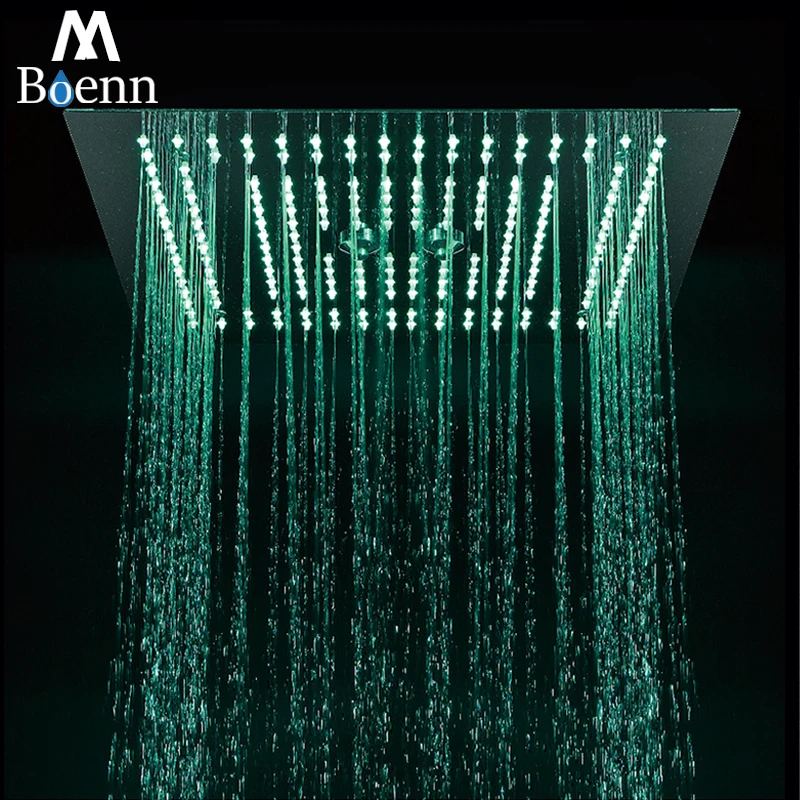 M Boenn Bathroom LED Shower Head 16 Inch Rain Ceiling Panel 304 Stainless Steel Bath Showerheads Square Chrome &amp Black | Обустройство