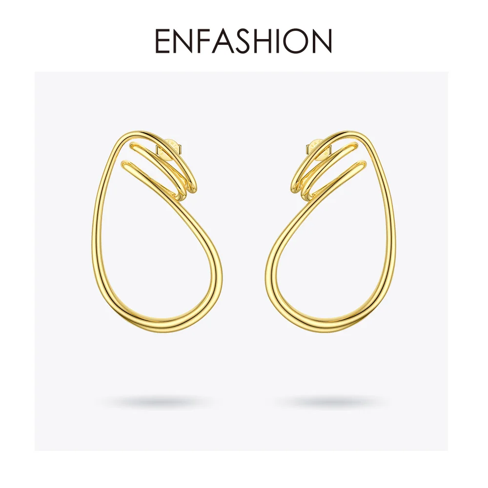 Женские серьги подвески ENFASHION простые золотистого цвета модные ювелирные