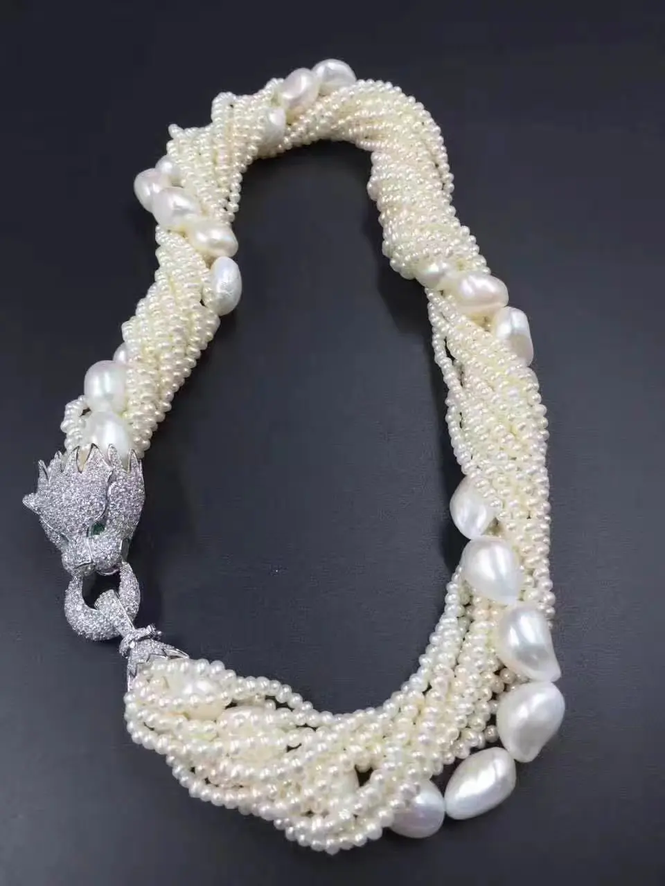 

10ROWS WHITE FRESHWATER PEARL NEAR ROUND 3-5MM NECKLACE 19INCH BRACELET LEOPARD CLASP WHOLESALE NATURE BEADS FPPJ