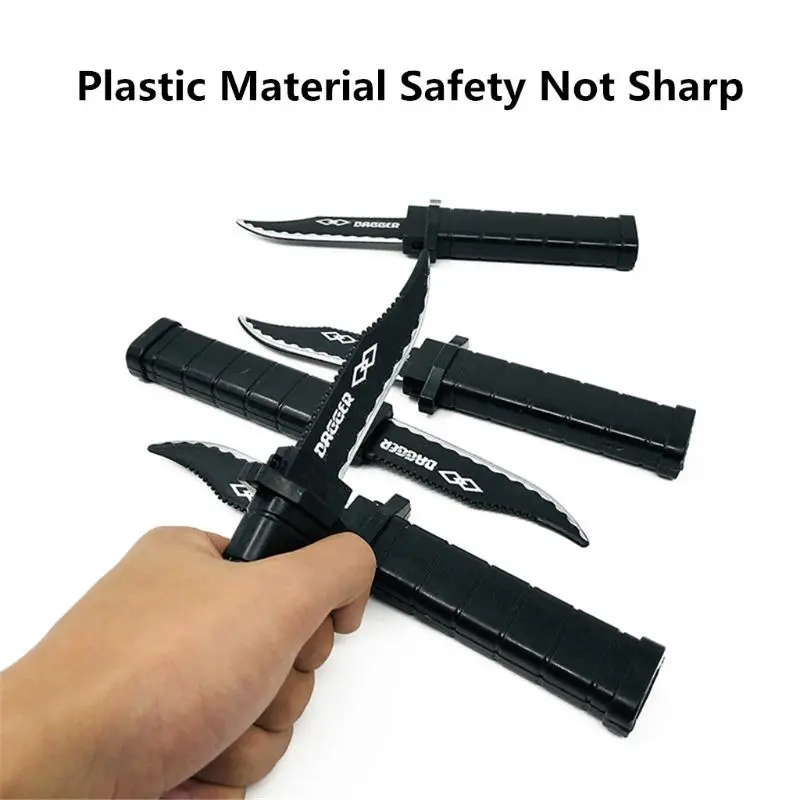 Безопасный Выдвижной декоративные Пластик кинжал Ножи кляп шутка удивлены