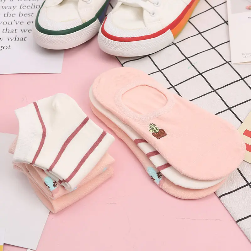 

Sfree 6Pairs Cute Invisible Socks Female Socks Shallow Mouth Girls Boat Socks Summer Thin Section Korean Ins Tide Japanese