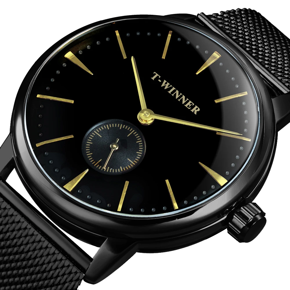 Часы наручные WINNER Мужские механические простые повседневные минималистичные