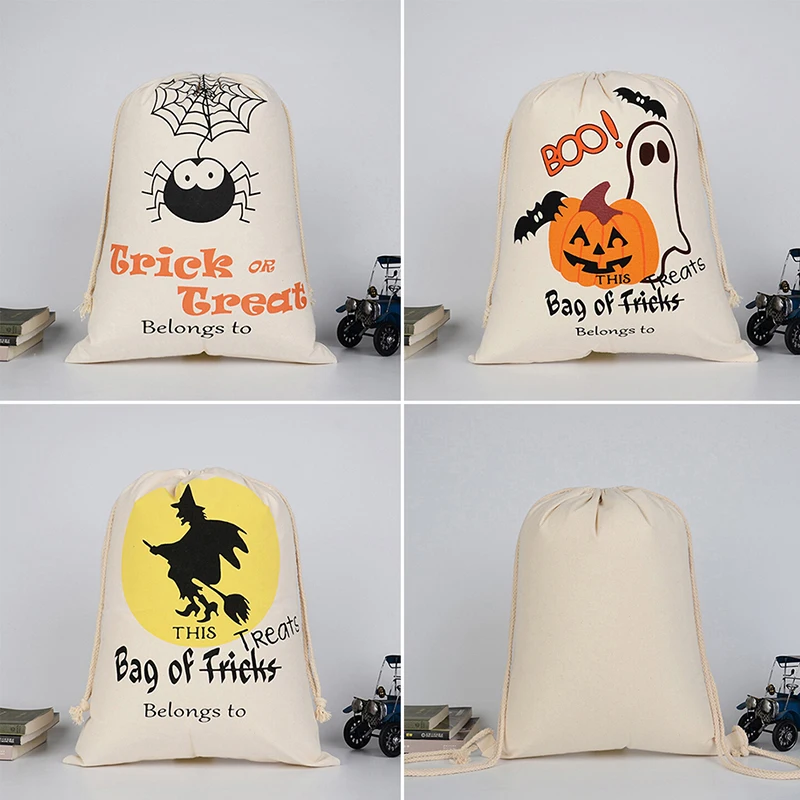 1 шт. Тыква Хэллоуин держатели паук трюки или лакомство Хлопок Холст сумка на