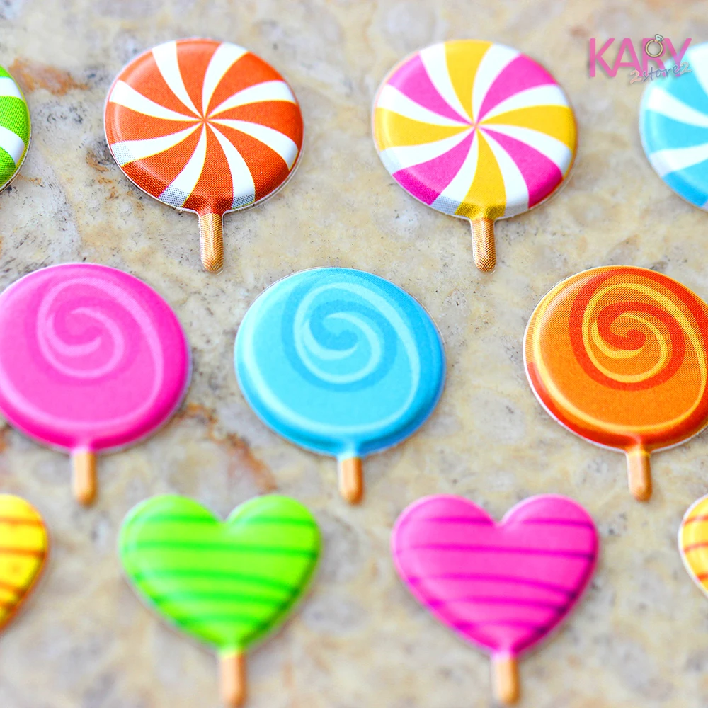 Милые Красочные леденцы сладкие конфеты сахар-булочка наклейки с пузырьками