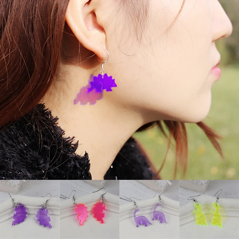 

Women Little Dinosaur Earrings New Style Colorful Handmade Earrings Cute Resin Jewelry Drop Earrings Girl Children Birthday Gift