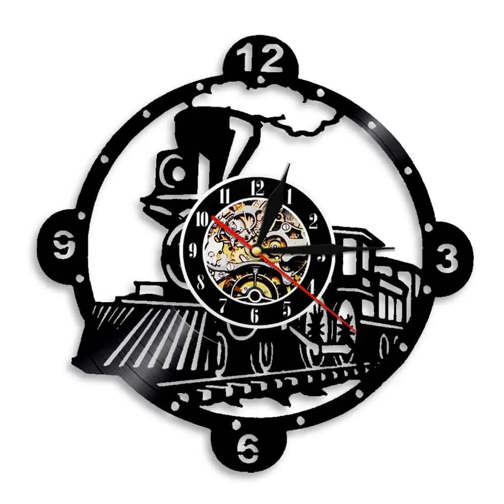 Steam Locomotive Train Wall Clock Steam Engine Vinyl Record Wall Clock Train Locomotive Watch Home Decor Train Enthusiast Gift