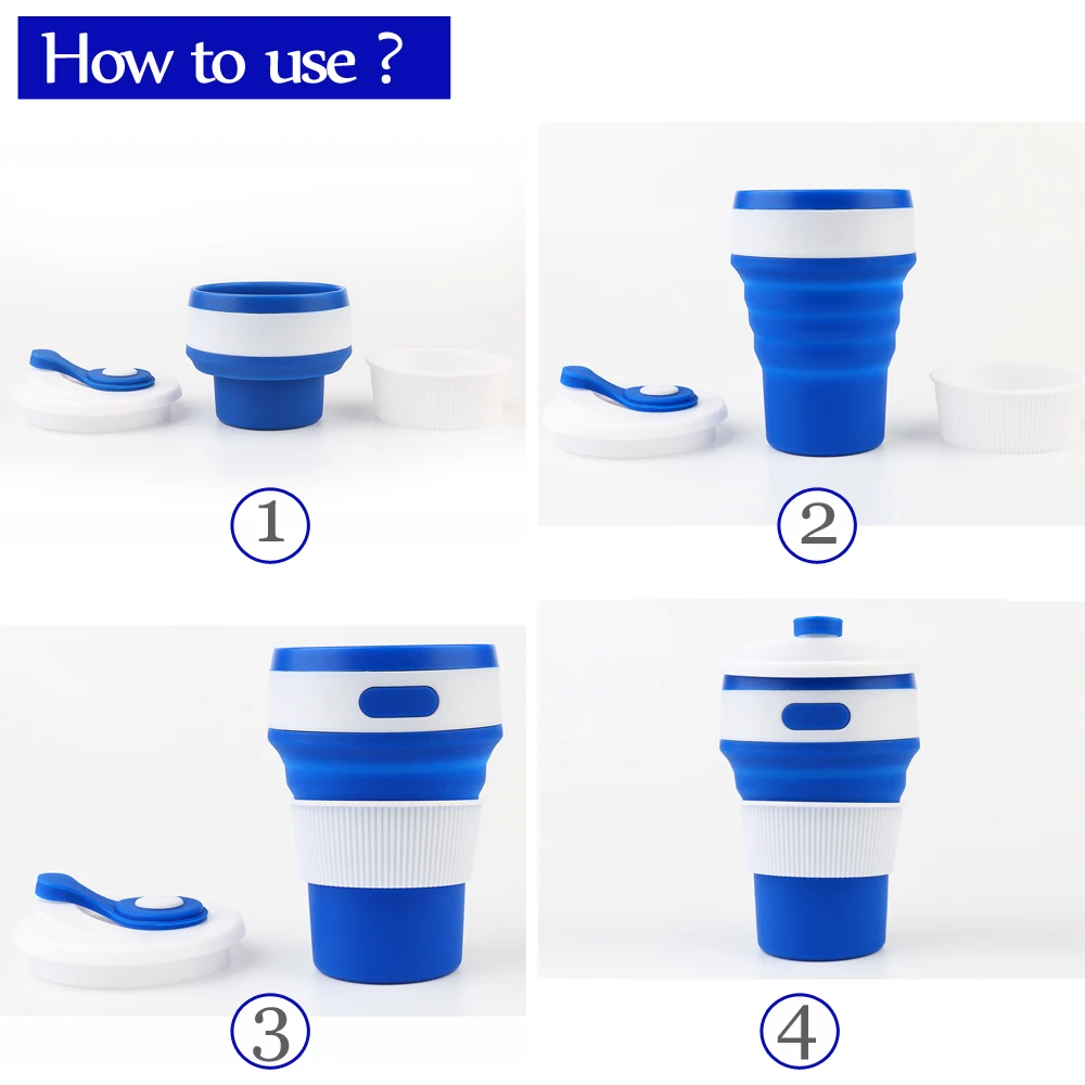 Популярная Складная силиконовая чашка портативная телескопическая складная