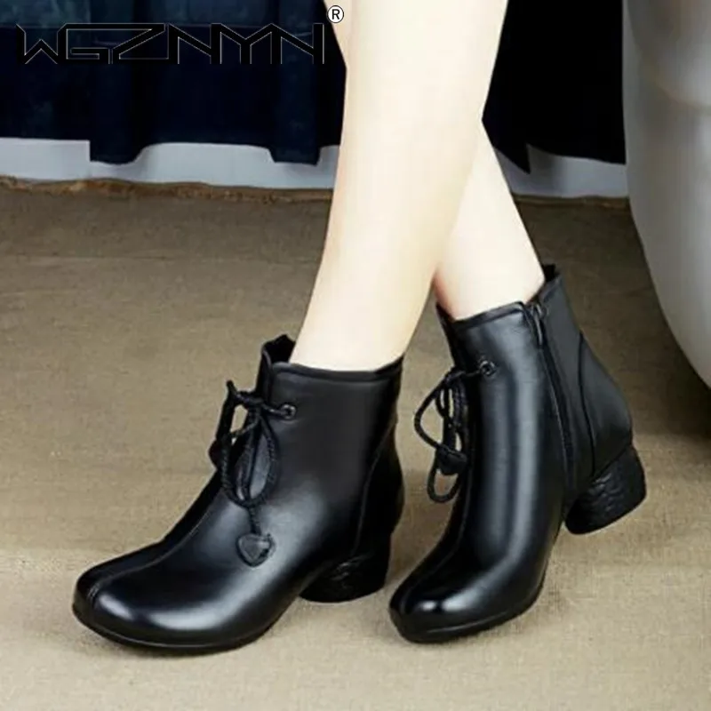

Warm Botas Women Autumn Winter New Fashion Chunky Ankle Zipper 2022 Chelsea Boots Mid Heels Sport PU Leather Lady Oxford Zapatos