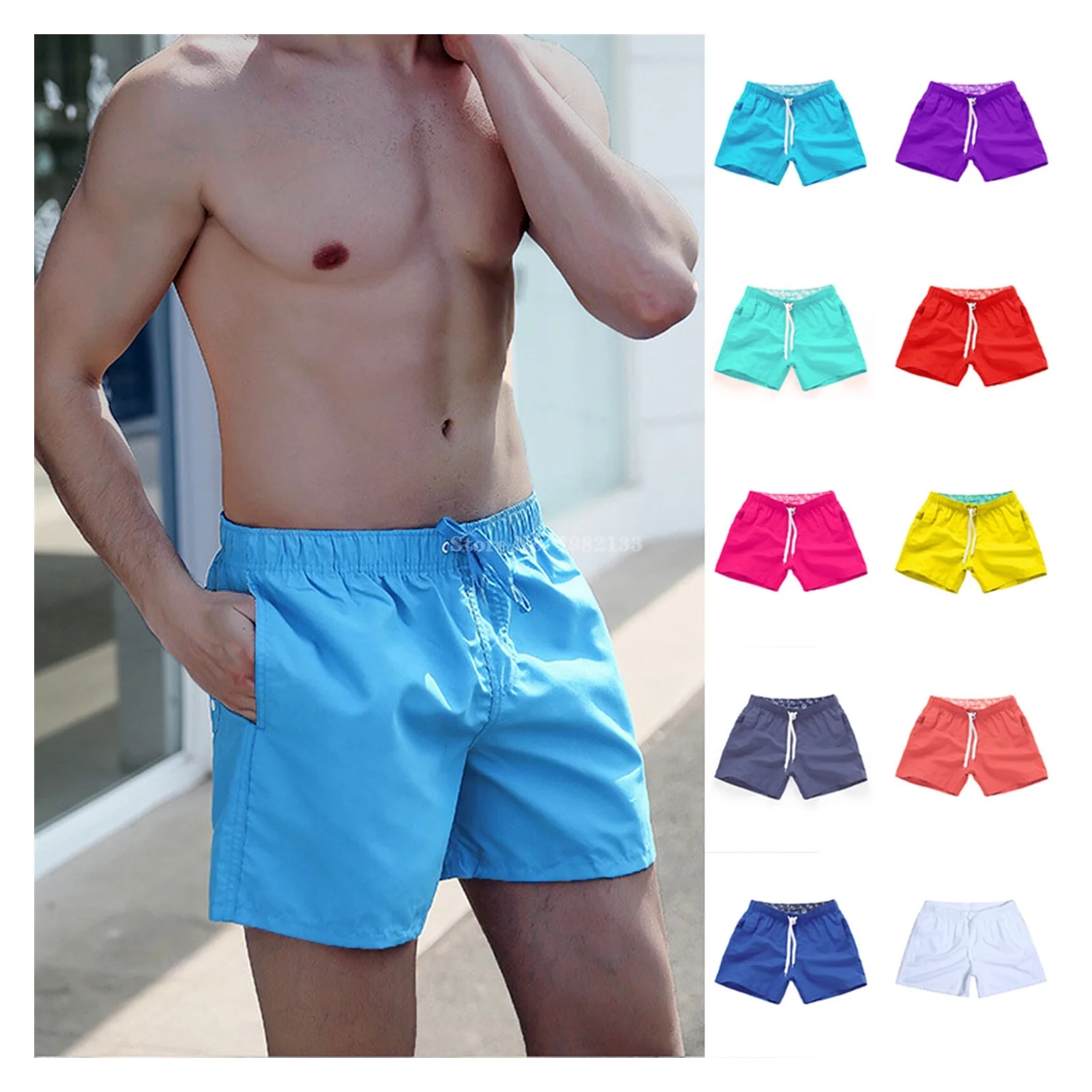 

2021NEW Swimming trunks men Summer Breeches board shorts Casual Bermudas Black White Boardshorts Homme Classic Clothing Beach