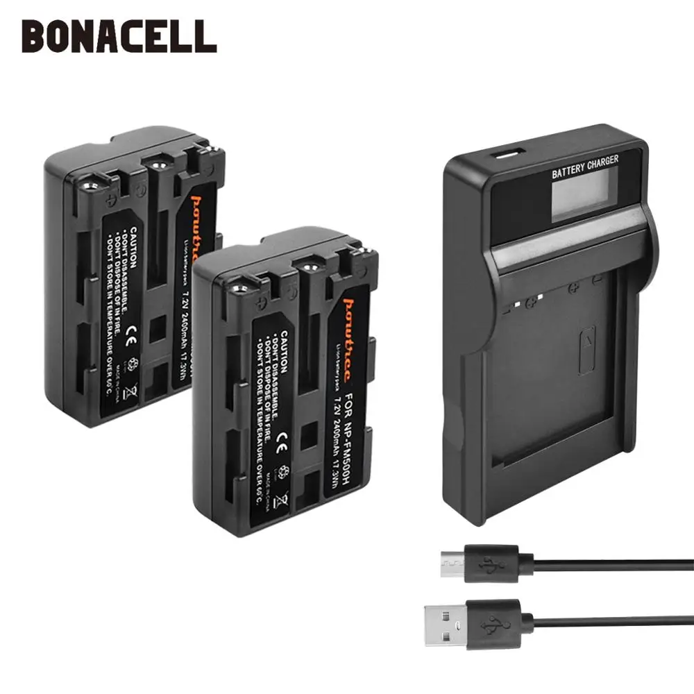 Bonacell 2400 мА/ч, NP-FM500H NP FM500H NPFM500H Камера Батарея+ ЖК-дисплей Зарядное устройство для sony A57 A58 A65 A77 A99 A550 A560 A580 Батарея L50