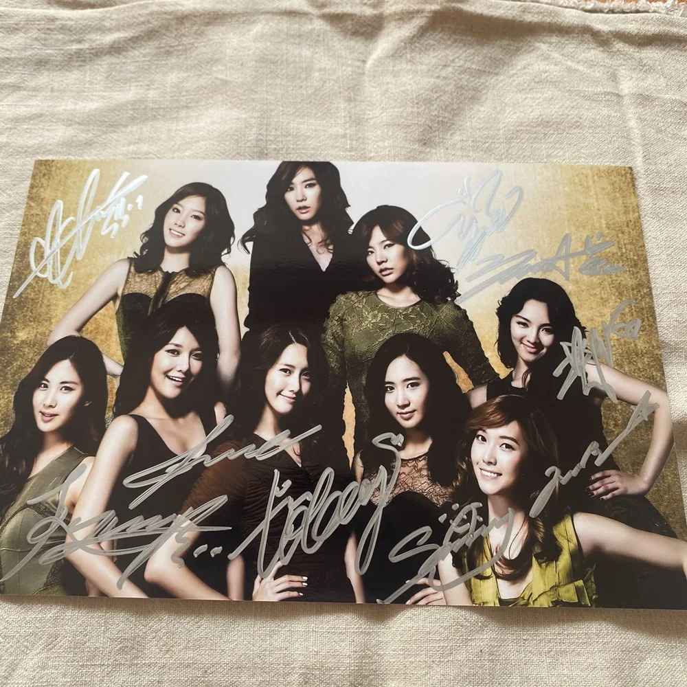 Ручная подпись SNSD с автографом групповая фотография 9 дюймов K-pop редкий 112020B | Дом