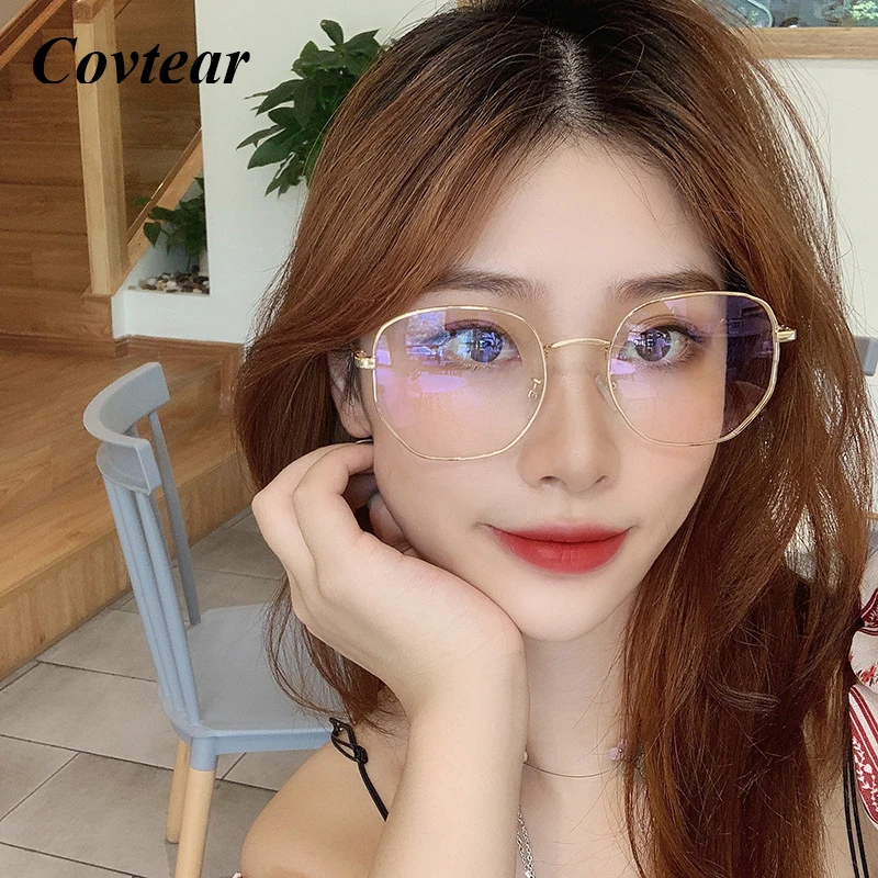 

Retro Irregular Metal Frame Vintage Ultralight Eye Protection Anti Blue Light Eyeglasses New Women's Female Plain Glasses