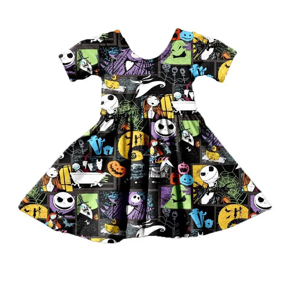 

Baby Girl Clothing Halloween Dress Cotton Short Sleeve Pumpkin Dress Boutique Children Clothes Kids Dress Casual Party Dress