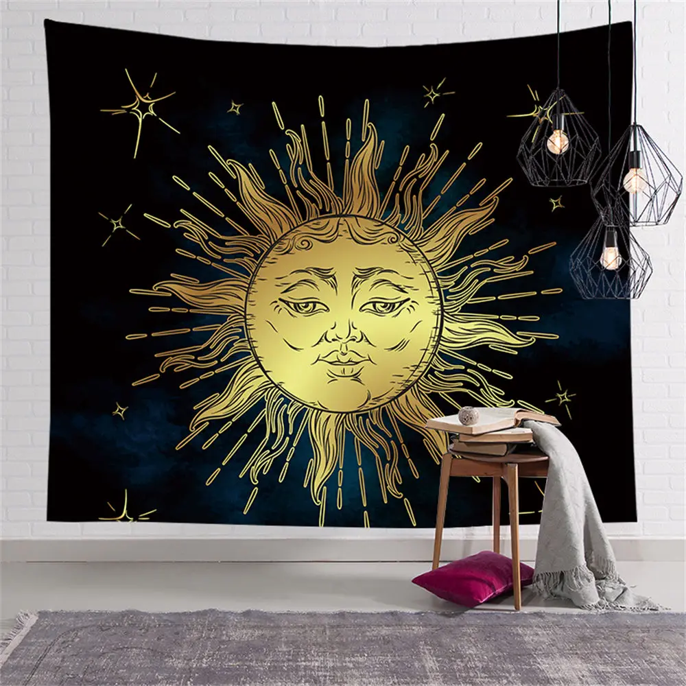 

Custom Modern Gold Bohemia Tapestry Hippie Tapestries Wall Art Decor Hanging Fabric Living Ceiling Room CGT011