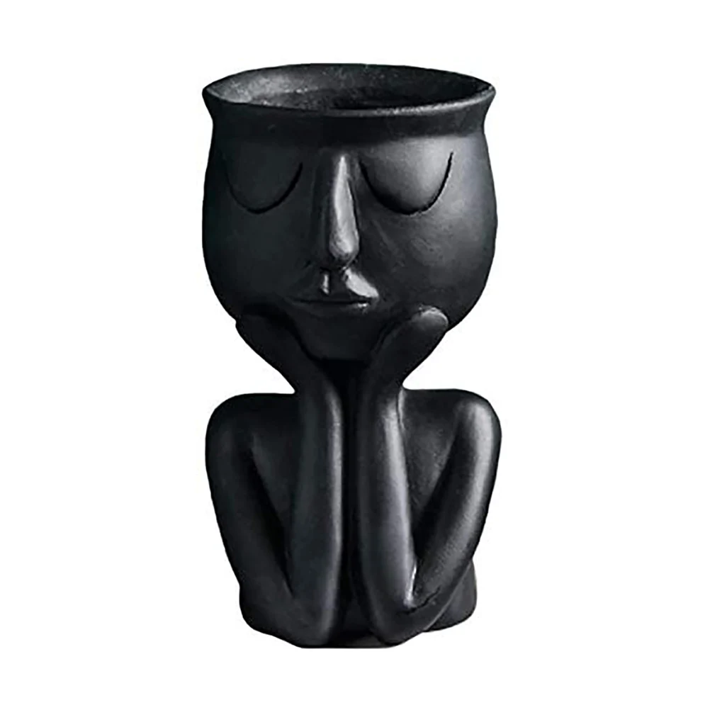 Смола цветочного горшка персонажа сидя ваза-скульптура настольное украшение