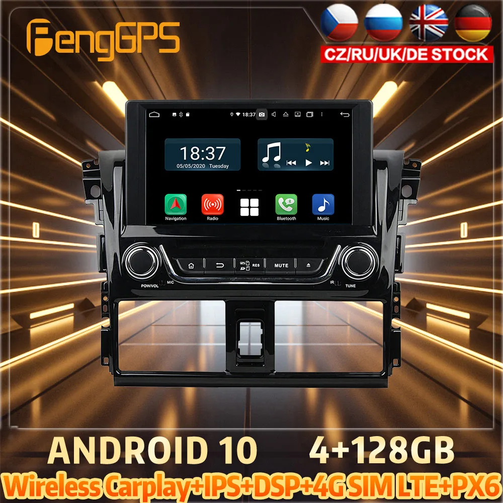 

128G Android10 PX6 DSP For TOYOTA Yaris 2014 2015 Car DVD GPS Navigation Auto Radio Stereo Video Multifunction CarPlay HeadUnit