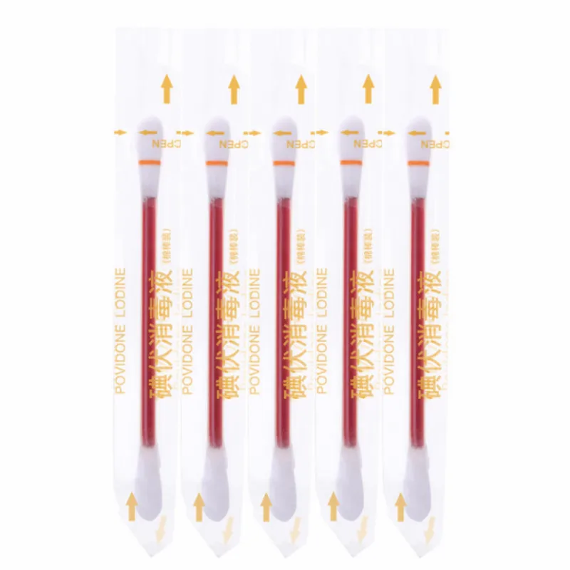 50 шт./лот одноразовые медико йод ватных палочек дезинфицировать ватный тампон