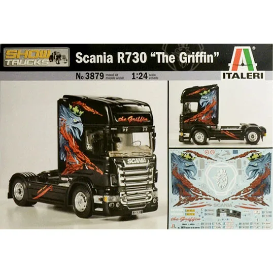 

Пластмассовая Сборная модель автомобиля, 1/24 год, Scania R730, трактор тяжелый грузовик, покрытие грифона № 3879