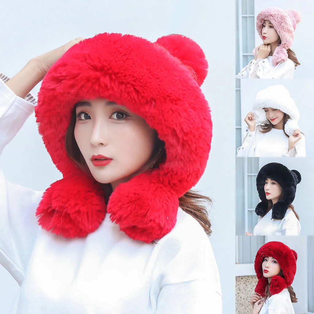 Женский вязаный берет бини модная шапка с бантом из кроличьего меха для улицы
