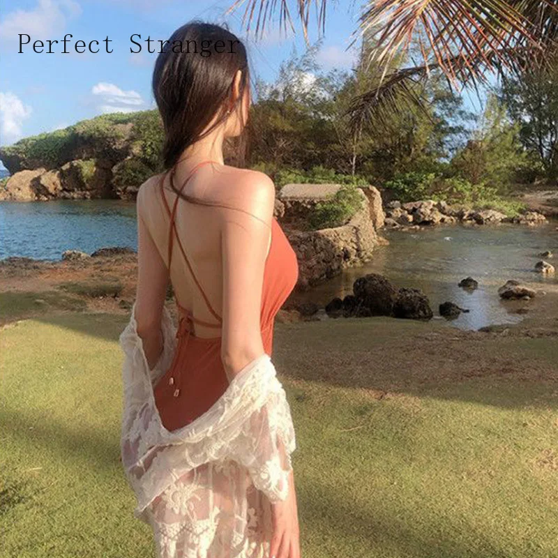 

Women Sexy High Waist swimming Bikini Set 2021 Summer One-Piece Tight Bikini Beach Swimsuit Bathe Bathing Suit