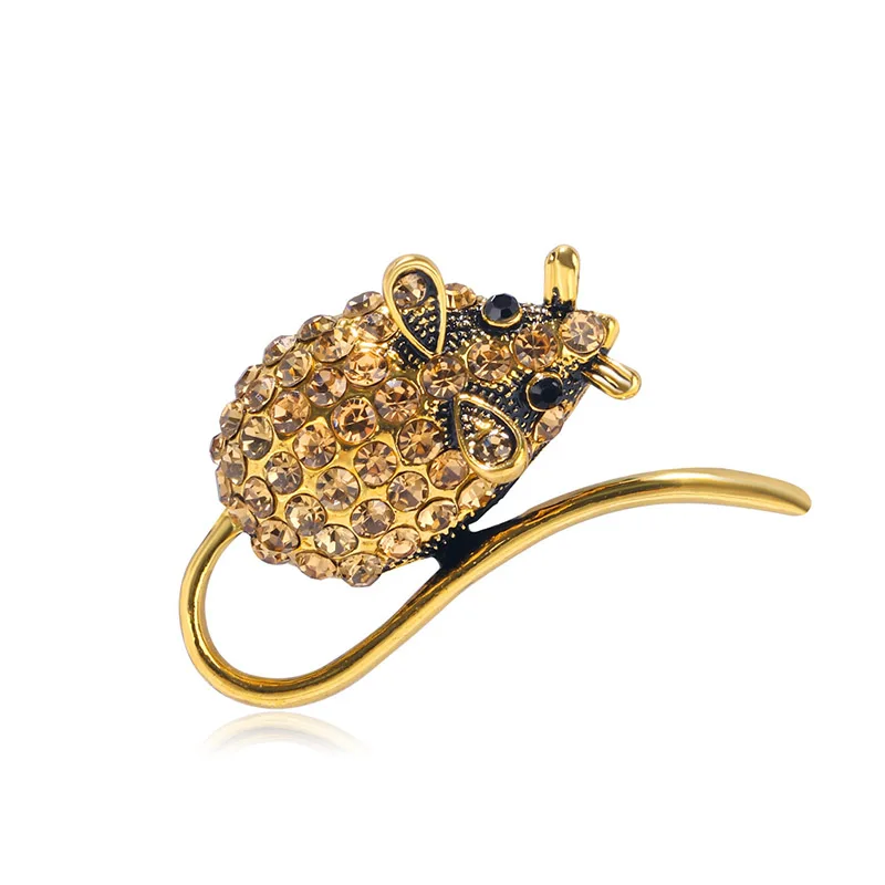 Любовь Мода Милая брошь в виде мыши сплав инкрустированные стразы животное Ретро