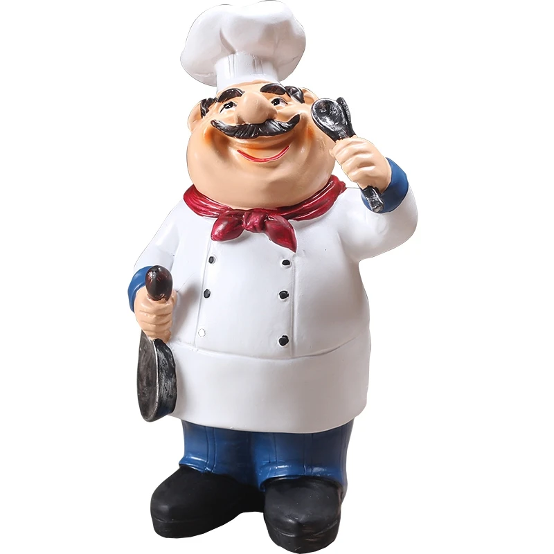 Retro Chef Model Ornaments Resin Crafts Mini Figurines Home Kitchen Restaurant Bar Coffee Decor-A |
