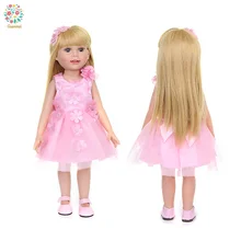Doll Clothes Pink Floral Dress Fit 18 Inch 43 Cm Baby Doll Accessories For Baby Birthday Gift