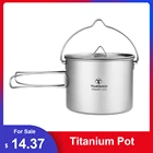 Титановый чашка для воды, кружка TOMSHOO, кастрюля с крышкой и складной ручкой для кемпинга, висячий горшок для пикника