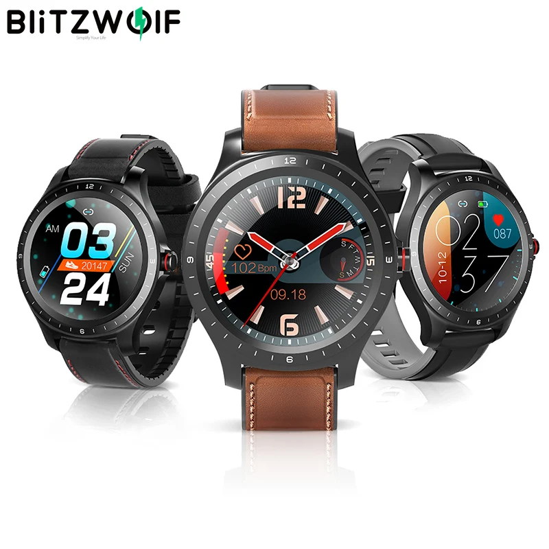 

[Bluetooth 5,0] BlitzWolf BW-HL2 Смарт-часы 1,3 'Полный Круглый сенсорный экран для сердечного ритма кровяное давление O2 монитор IP67 умные часы