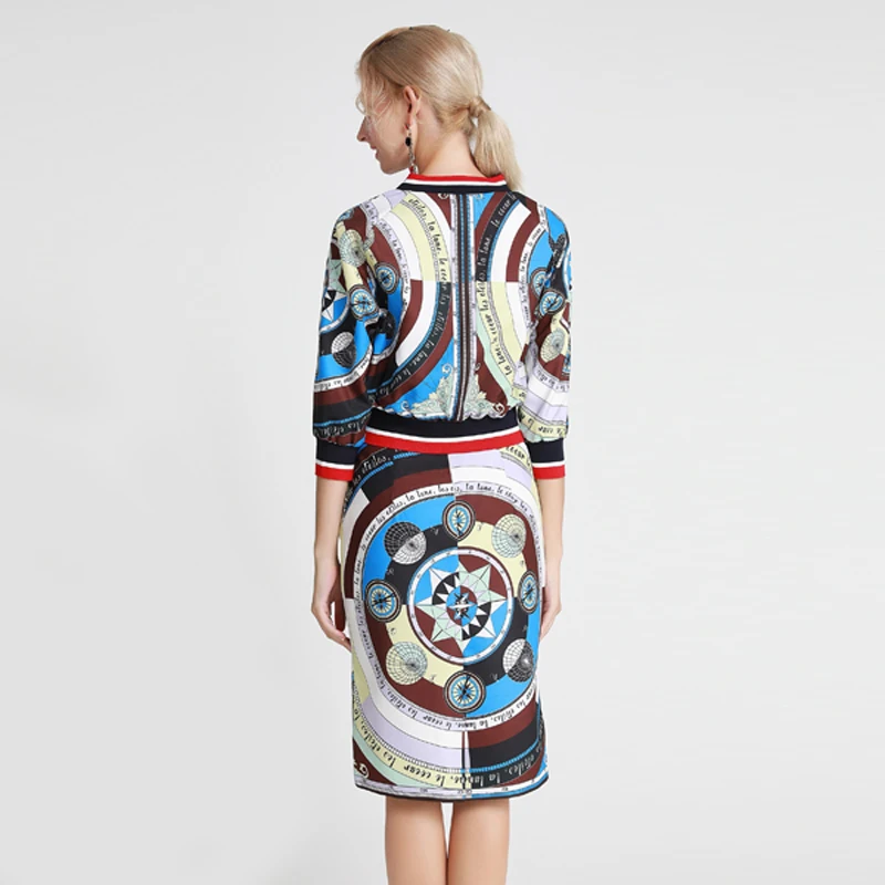 AELESEEN офисные женские винтажные костюмы с принтом 2019 осенние короткие блузки